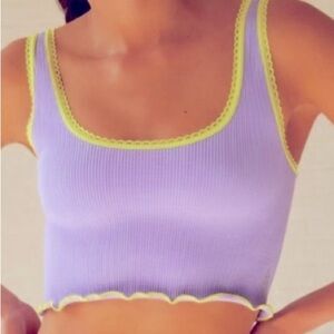 FP Movement by Free People Purple Crop Top with Yellow Trim
